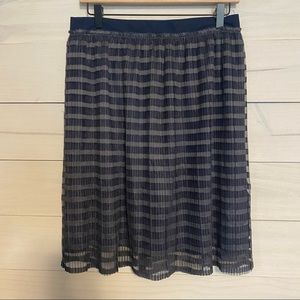 Signature Studio striped lace overlay navy blue skirt